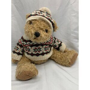 Vintage Plush Beary Theodor Teddy Festive Knit Sweater Hat 8" Polyester Soft